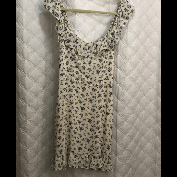 Reformation Size 10 Ivory & Blue Dress - Picture 3 of 6